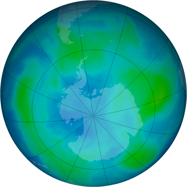 Antarctic ozone map for 10 February 2009